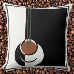 Vintage Art Deco, Cup of Coffee with Steam Throw Pillow