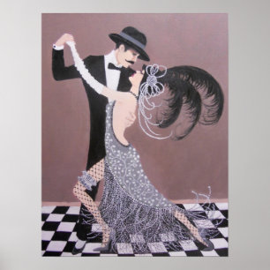 VINTAGE ART DECO DANCERS POSTER