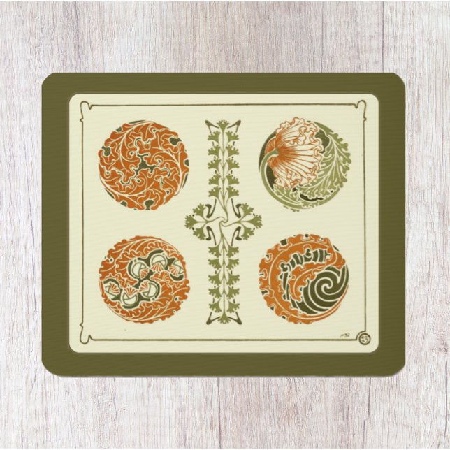 Vintage Art Deco Design Leaf Pattern Mouse Pad (Creator Uploaded)