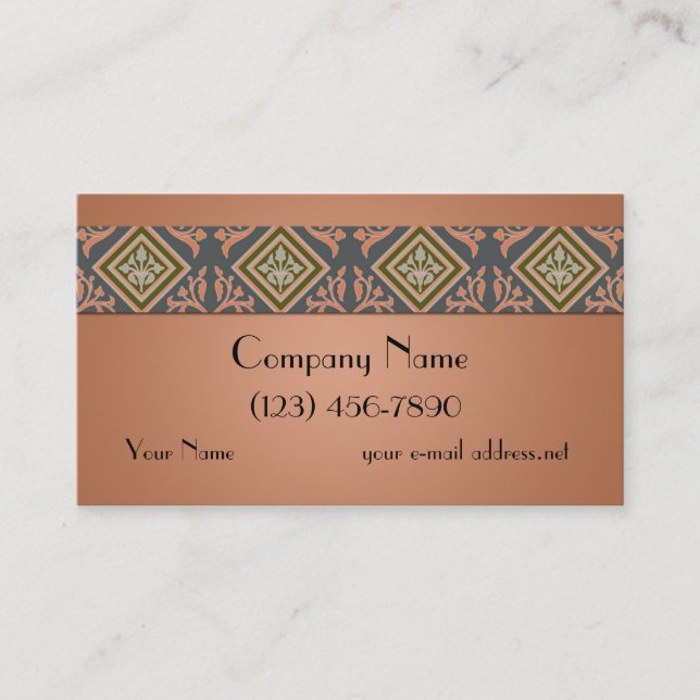 Vintage Art Deco Diamond Border Business Card (Front)