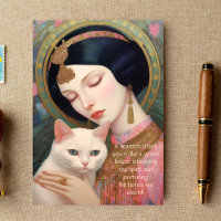 Vintage Art Deco Dreamy Design Woman and Cat 