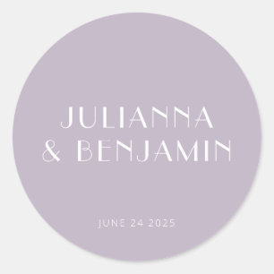 Vintage Art Deco Dusty Lilac Simple Custom Wedding Classic Round Sticker