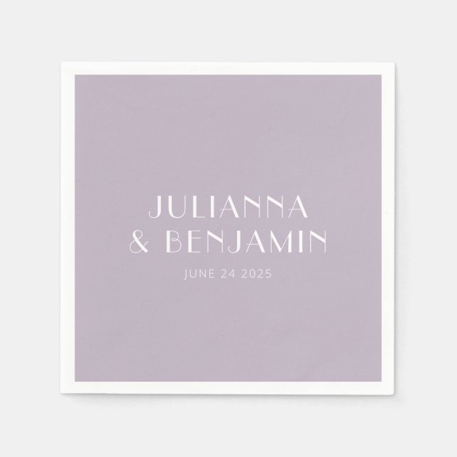 Vintage Art Deco Dusty Lilac Simple Custom Wedding Napkin (Front)