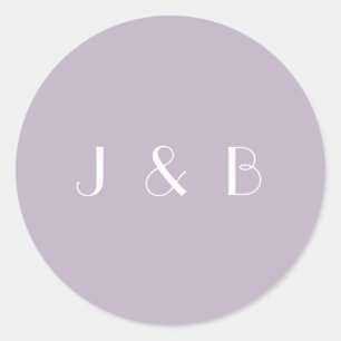 Vintage Art Deco Dusty Lilac Simple Monogramm  Classic Round Sticker