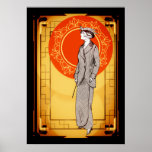 Vintage Art Deco Elegant Lady Poster<br><div class="desc">Vintage Art Deco design - Elegant Lady with decorative background.</div>