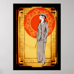 Vintage Art déco élégante dame