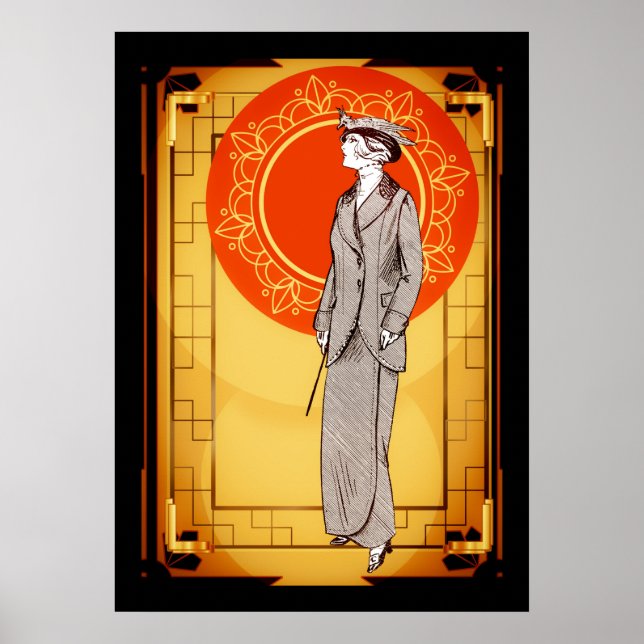 Vintage Art déco élégante dame (Devant)