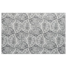 Vintage Art Deco Faded Leaf Pattern Fabric