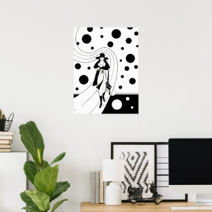 Vintage Art Deco Fashion Diva Woman Polka Dots Poster