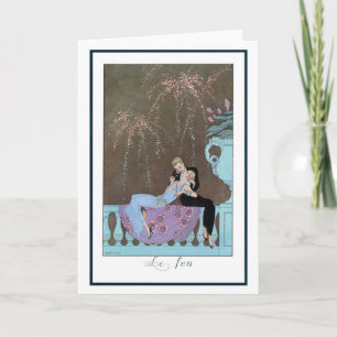 Vintage Art Deco Fireworks Le Feu, George Barbier Card