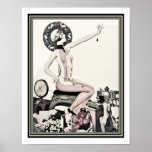 Vintage Art Deco Flapper Show Girl Poster<br><div class="desc">Art Deco,  roaring twenties,  flapper showgirl,  poster in shades of mauve,  green,  black and white.</div>