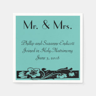 Vintage Art Deco Floral Border Wedding Napkin