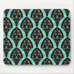 Vintage Art Deco Flower Fan Mosaic Mouse Pad<br><div class="desc">A vintage,  art deco inspired fan shaped pattern with colourful flowers on black with a mint green,  faintly geometric background. Inspired by the roaring twenties / Gatsby. A classic,  pretty,  modern floral design for anyone who likes the 20's / an antique feel.</div>
