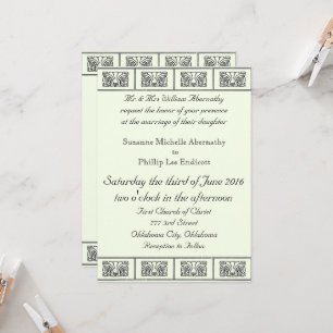Vintage Art Deco Flowers Wedding Invitation