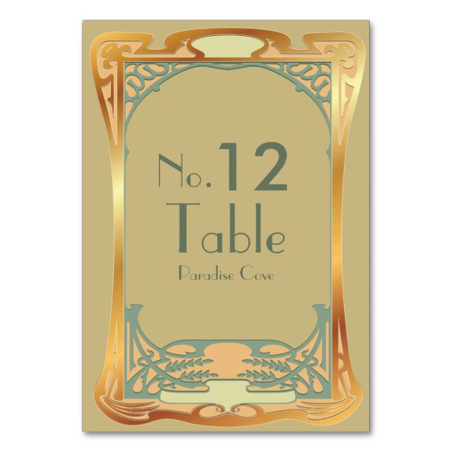 Vintage Art Deco Gatsby Inspired Numbers Table Number (Front)