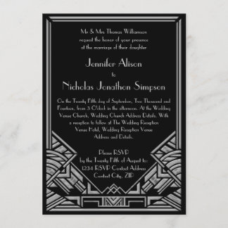 Vintage Art Deco Gatsby Style Wedding Invites