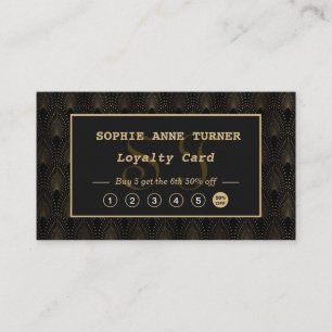 Vintage Art Deco Gold Monogram Makeup Artist Loyalty Card