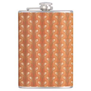 Vintage art deco gold peacock feather pattern hip flask