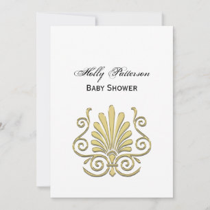 Vintage Art Deco Gold Plume Arabesque Invitation