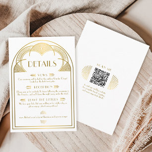 Vintage Art Deco Gold Unique Arch Wedding Details Enclosure Card