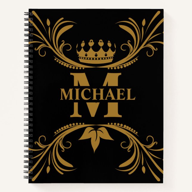 Vintage Art Deco Golden Name Monogram Notebook (Front)