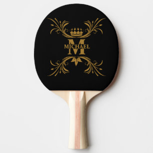 Vintage Art Deco Golden Name Monogram Ping Pong Paddle