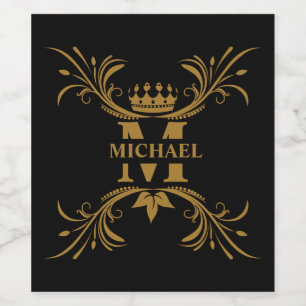 Vintage Art Deco Golden Name Monogram Wine Label