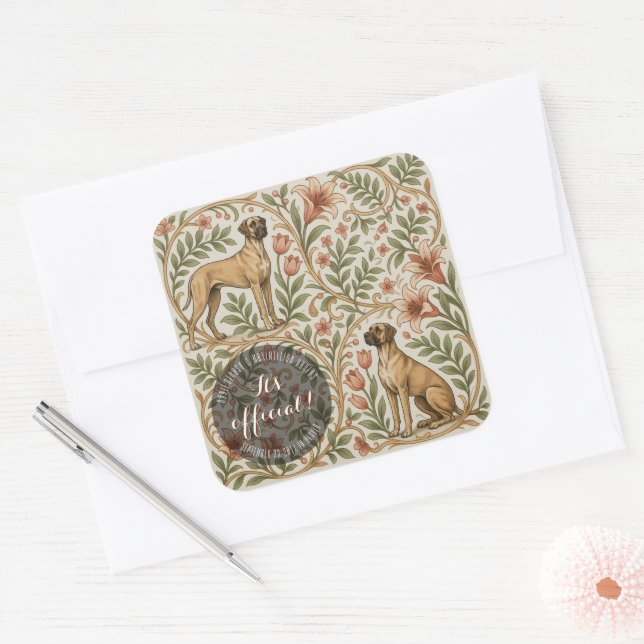 Vintage Art Deco Great Dane pattern  Square Sticker (Envelope)
