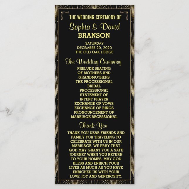 Vintage Art Deco Great Gatsby Custom Program (Front)
