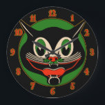 Vintage Art Deco Halloween Cat Large Clock<br><div class="desc">Vintage Art Deco Halloween Cat Large Clock</div>