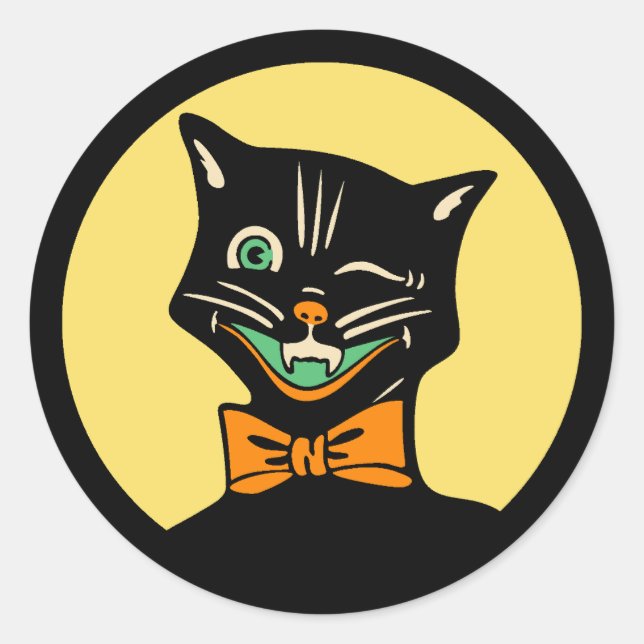 Vintage Art Deco Halloween Cat Sticker (Front)