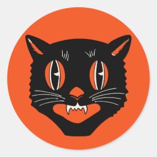Vintage Art Deco Halloween Cat Sticker