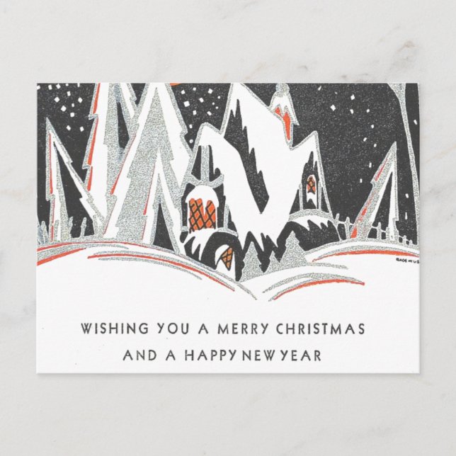 Vintage Art Deco Holiday Postcard (Front)