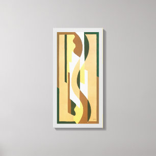 Vintage Art Deco Jazz Curve Pattern Autumn Colours Canvas Print