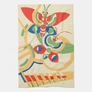 Vintage Art Deco Jazz Pochoir Garden Butterflies Kitchen Towel
