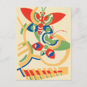 Vintage Art Deco Jazz Pochoir Garden Butterflies Postcard