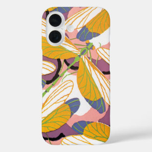 Vintage Art Deco Jazz Pochoir Garden Dragonflies iPhone 16 Case