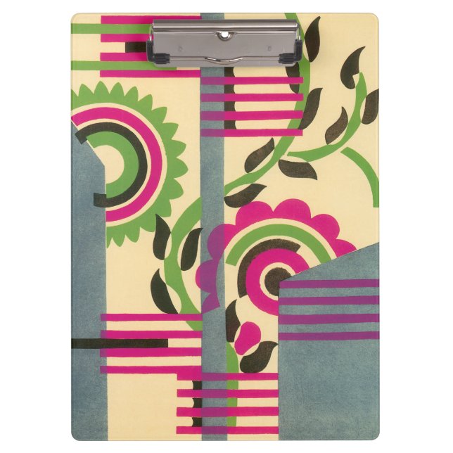 Vintage Art Deco Jazz Pochoir Geometric Pattern Clipboard (Front)