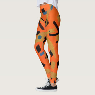 Vintage Art Deco Jazz Pochoir Golden Birds Animal Leggings