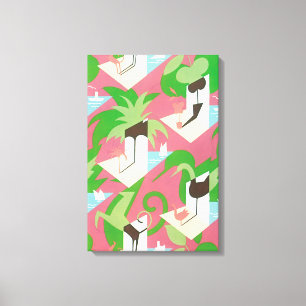Vintage Art Deco Jazz Pochoir Palm Trees and Birds Canvas Print