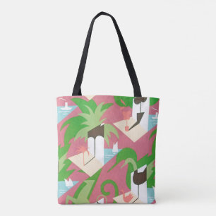 Vintage Art Deco Jazz Pochoir Palm Trees and Birds Tote Bag