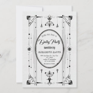 Vintage Art Deco Kentucky Derby Invitation   Black