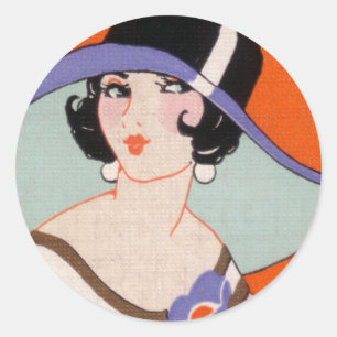 VINTAGE ART DECO LADY WITH HAT STICKERS 6