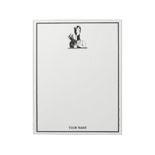 Vintage Art Deco Lady With Pearls Black Transp Notepad