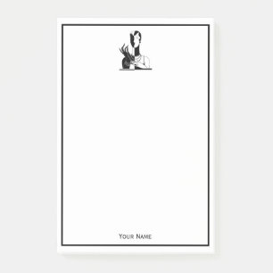 Vintage Art Deco Lady With Pearls Black Transp Post-it Notes