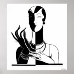 Vintage Art Deco Lady With Pearls Black Transp Poster<br><div class="desc">Vintage Art Deco Lady With Pearls - Vintage Advertising Art - Black & Transparent Image ======== Customizable invitations and accessories with a stylized vintage art deco advertising art image of a fashionable 1920s - 1930s woman wearing pearls. You can easily customize these products by adding text fields, removing existing text...</div>