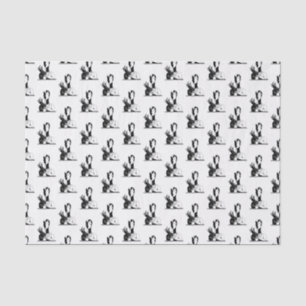 Vintage Art Deco Lady With Pearls Blk White Tissue Paper