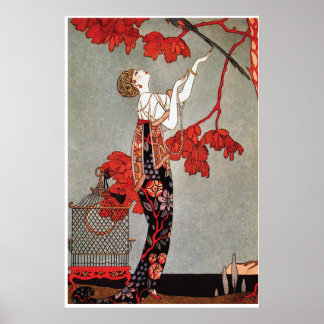 Vintage Art Deco ~ L'Oiseau Volage by Barbier Poster