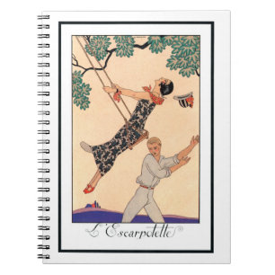 Vintage Art Deco Love, The Swing by George Barbier Notebook