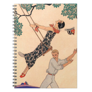 Vintage Art Deco Love, The Swing by George Barbier Notebook